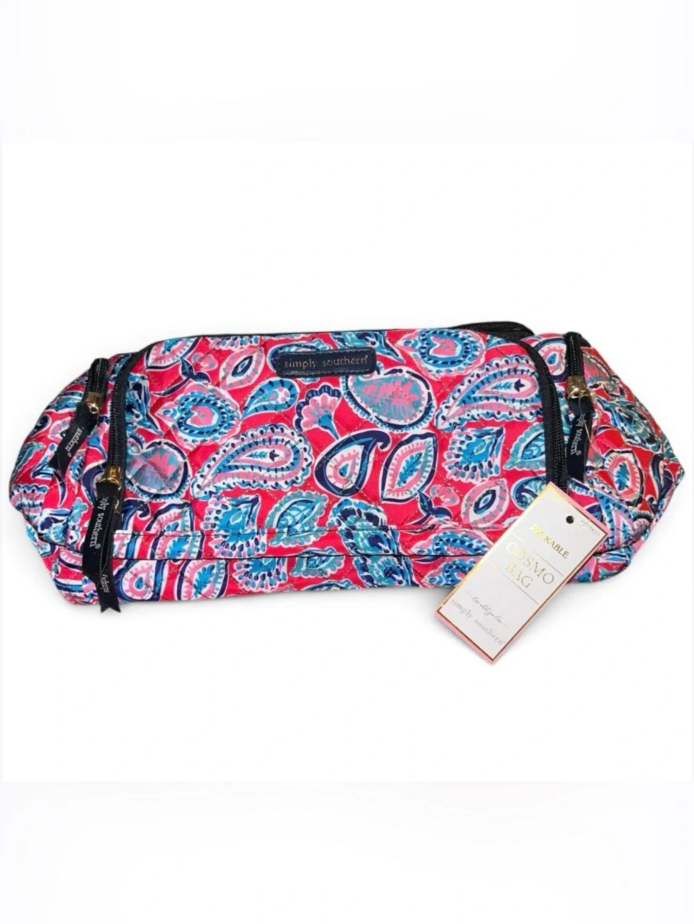 NWT Simply Southern Quilted Packable Paisley Cosmetic Bag Travel Makeup Case